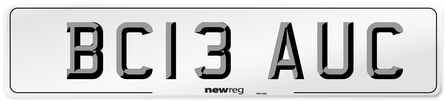 BC13 AUC Number Plate from New Reg